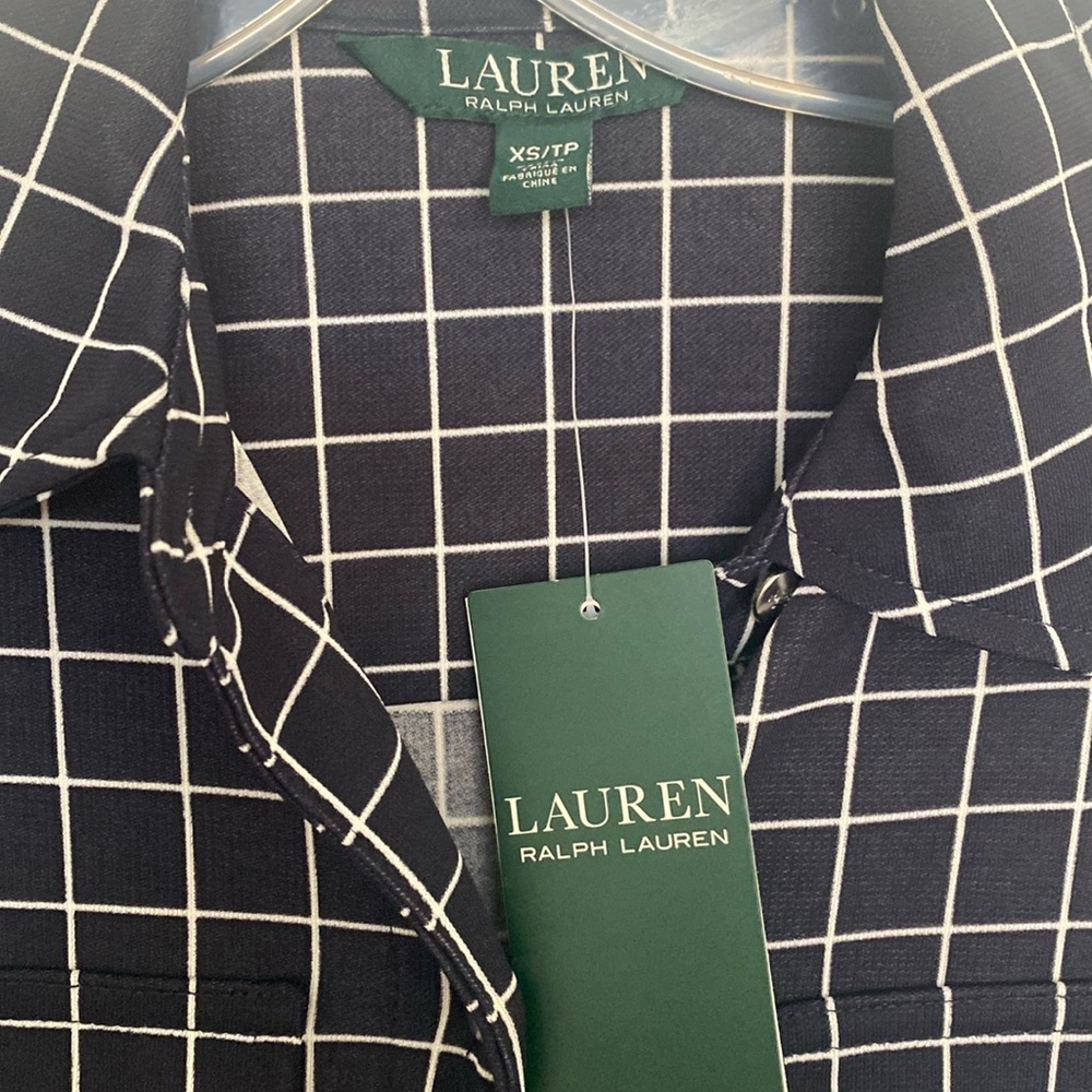 Lauren Ralph Lauren Blue Window Pane Shirtdress Size XS - Picture 10 of 11
